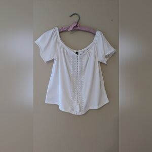 H&M White Lace Detail Off-Shoulder Blouse
